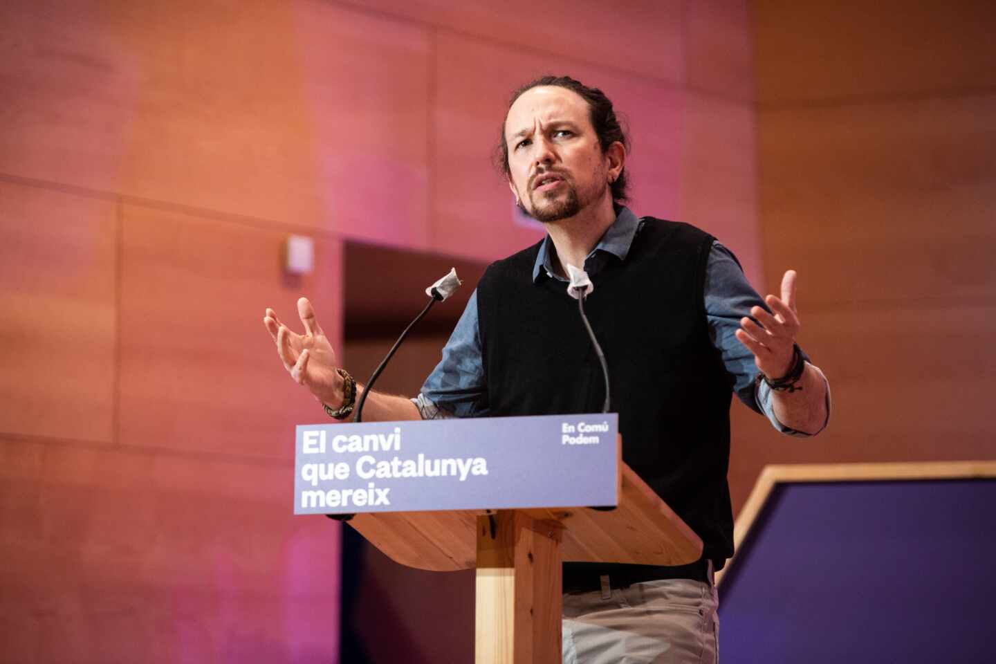 Elecciones Cataluña: Pablo Iglesias, en un mitin.