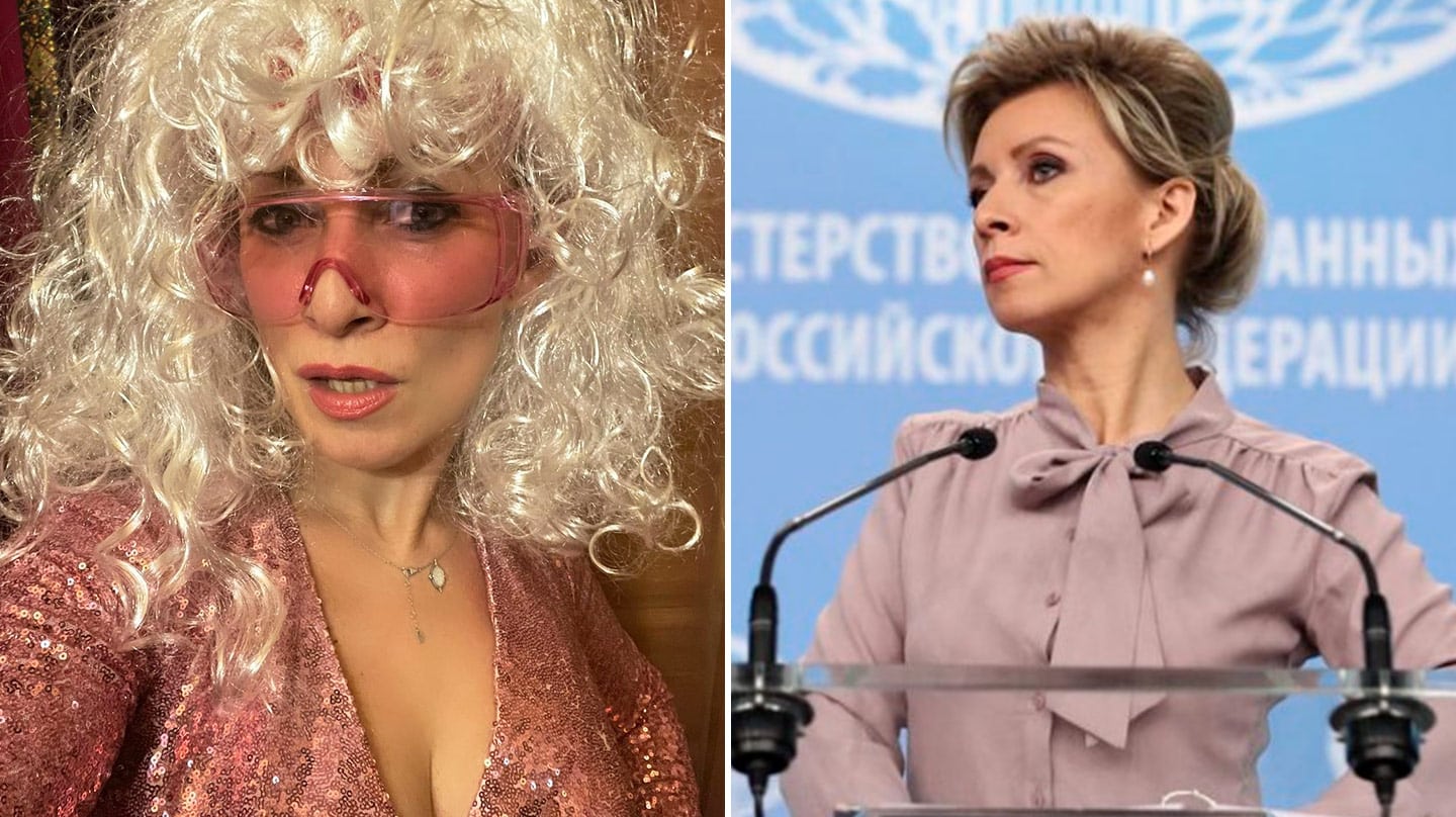 Imagen de la portavoz de exteriores rusa, María Zajarova, en la que se comprara una imagen de su carrera política con una de su vida personal en Instagram