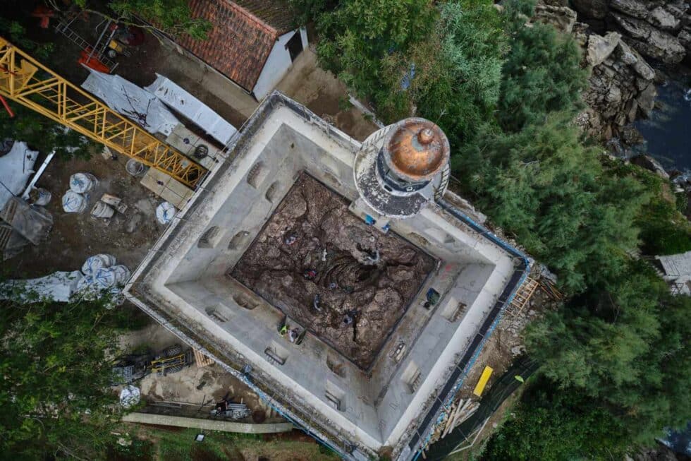 La Casa del Faro en la isla de Santa Clara, a vista de dron