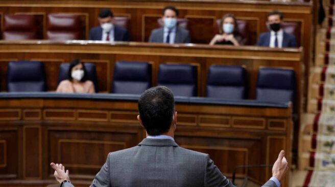 El presidente del Gobierno, Pedro Sánchez durante la sesión de control al Gobierno este miércoles en el Congreso.