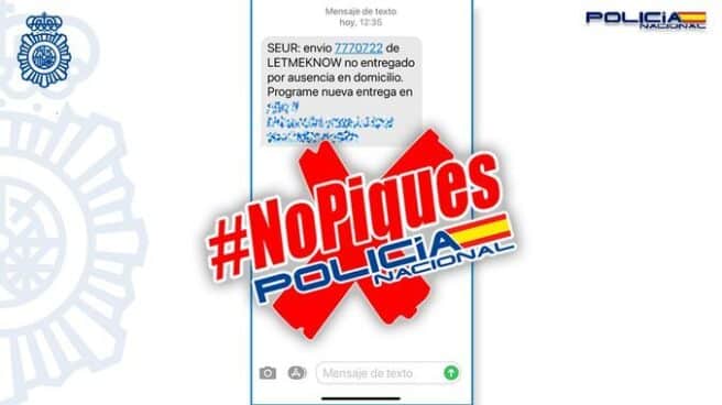 Un pantallazo de un caso de pishing por SMS