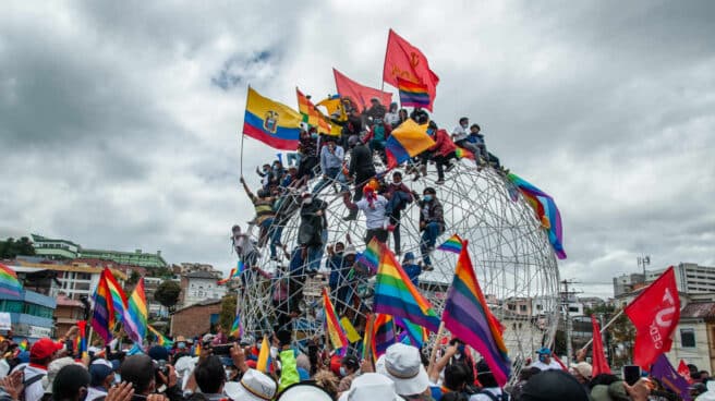 Un mitin en la primera vuelta de la campaña en Ecuador