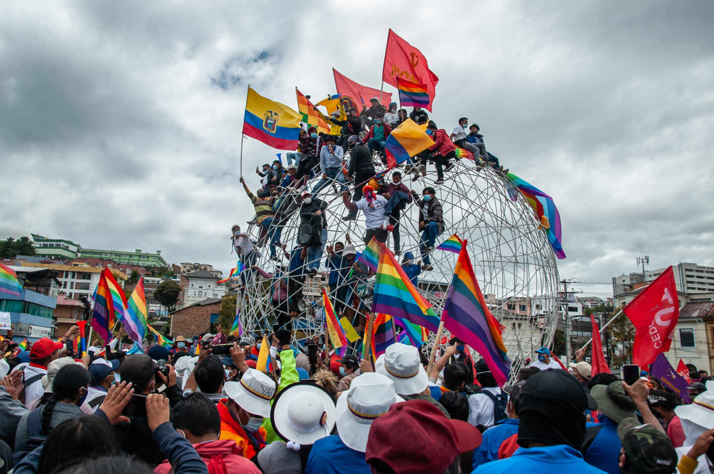 Un mitin en la primera vuelta de la campaña en Ecuador