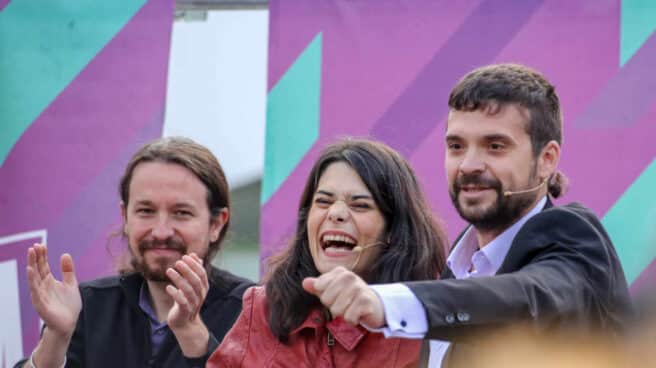 Pablo Iglesias e Isa Serra en un acto de Unidas Podemos en Alcorcón