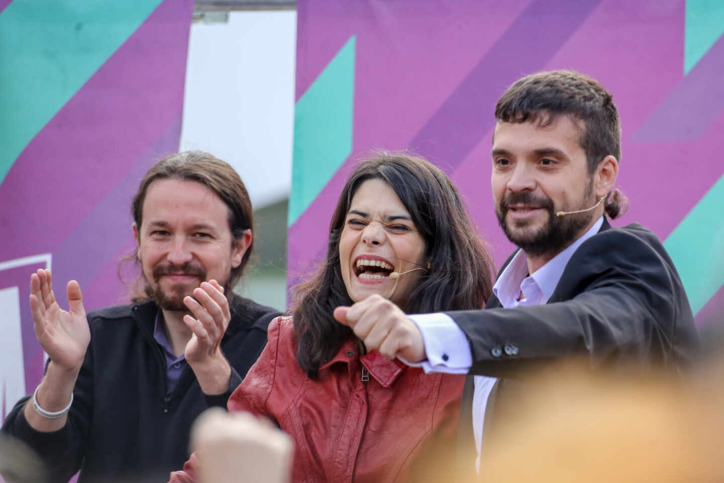 Pablo Iglesias e Isa Serra en un acto de Unidas Podemos en Alcorcón