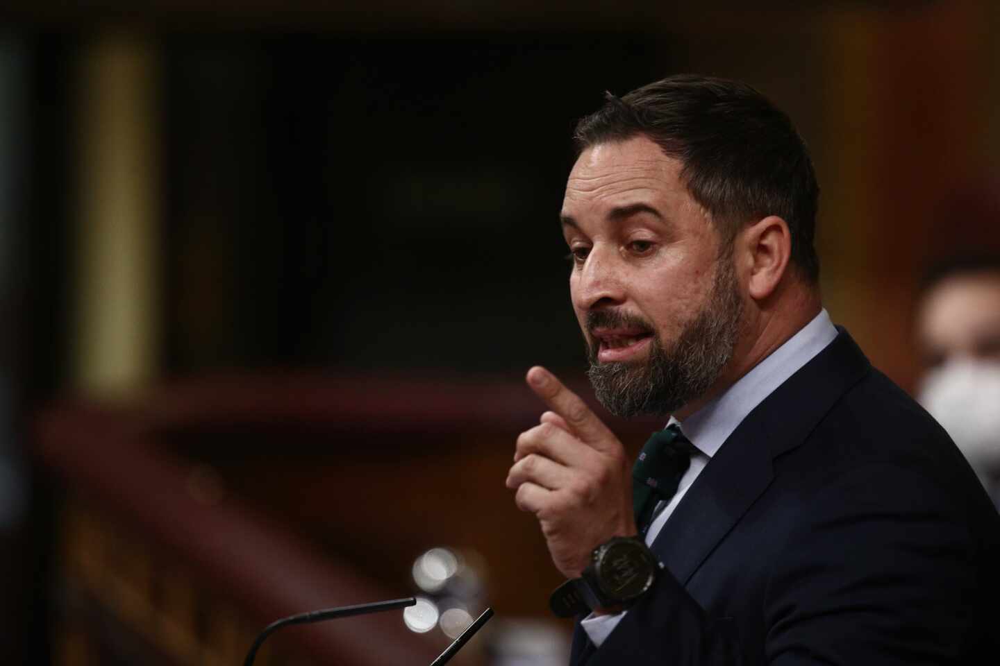 El líder de Vox, Santiago Abascal, interviene durante una sesión de Control al Gobierno en el Congreso de los Diputados