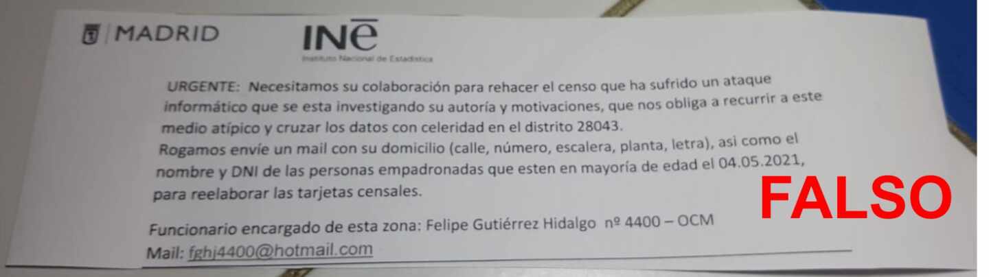 El INE alerta de un intento de fraude que suplanta al Censo Electoral en Madrid