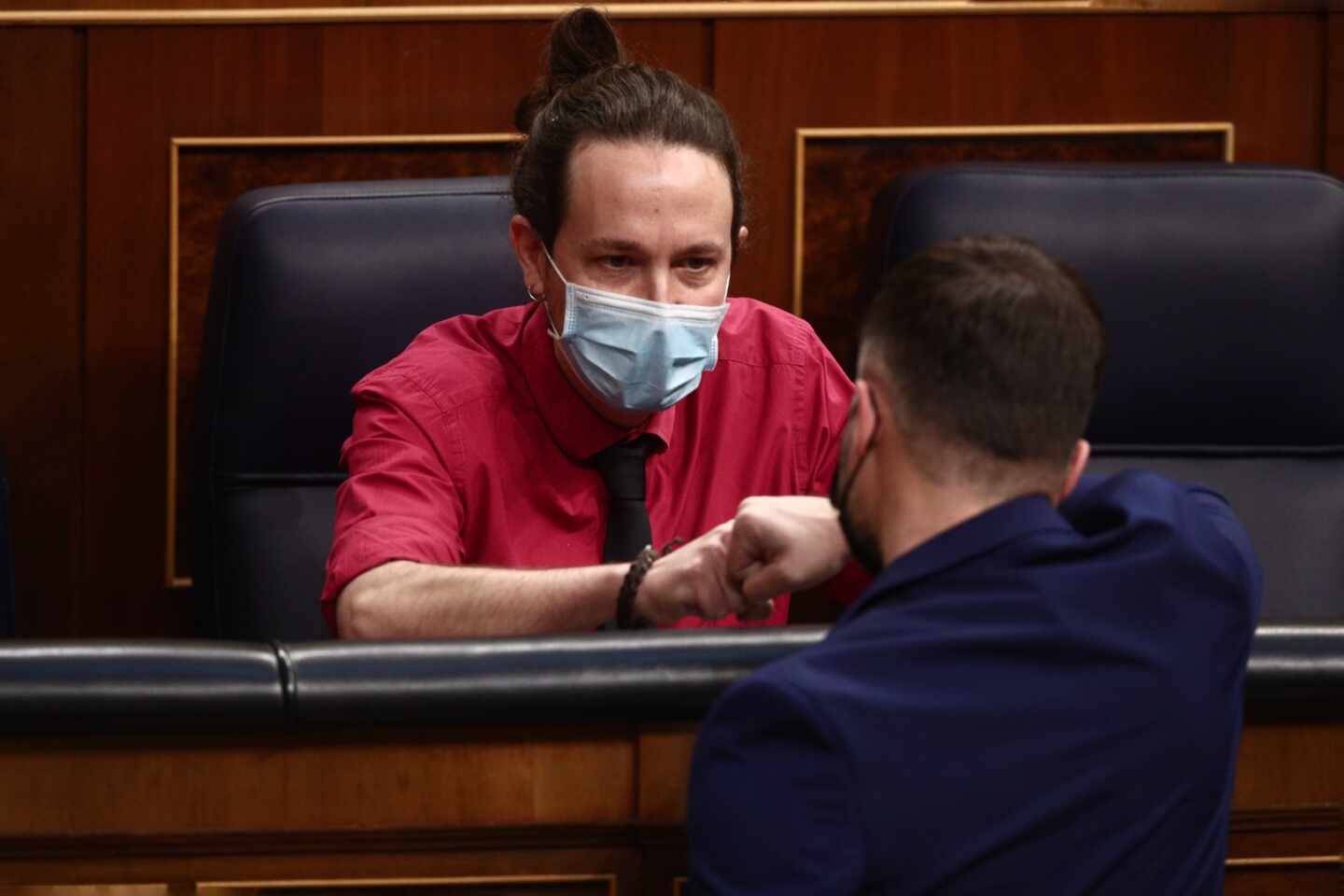 Pablo Iglesias y Gabriel Rufián, en el Congreso.