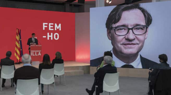 Salvador Illa, en un acto telemático del PSC durante la campaña del 14-F.