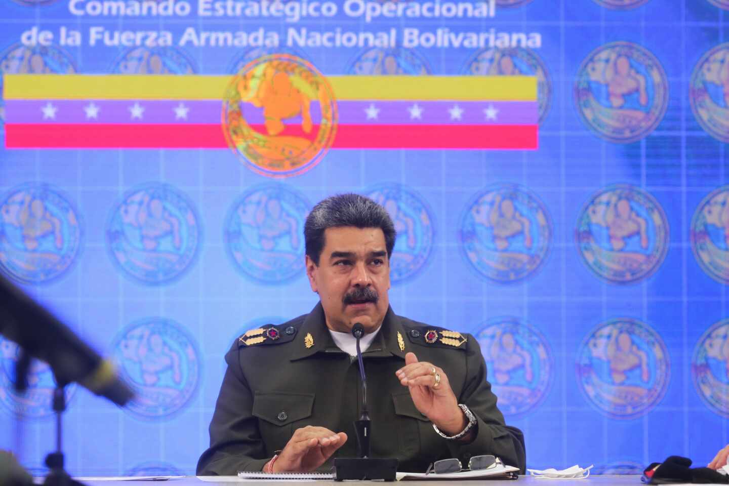 Nicolás Maduro, líder chavista, de militar, en un evento reciente