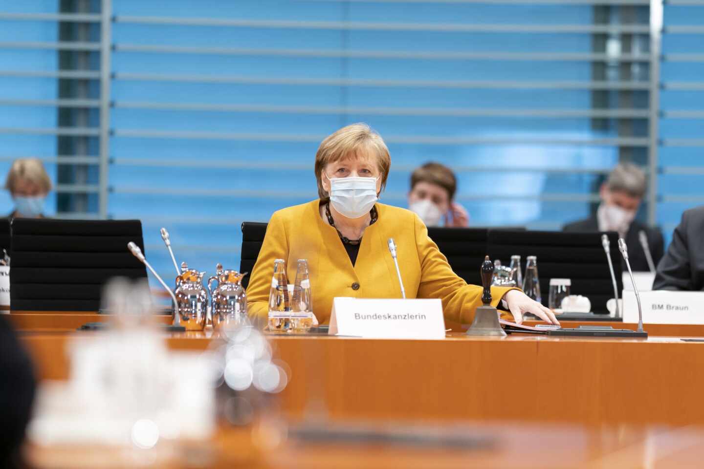 Angela Merkel, canciller alemana, en la reunión semanal con su gabinete