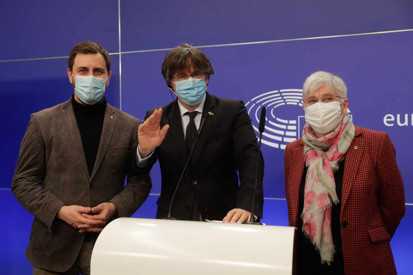 Comín, Puigdemont y Ponsatí, en Bruselas.