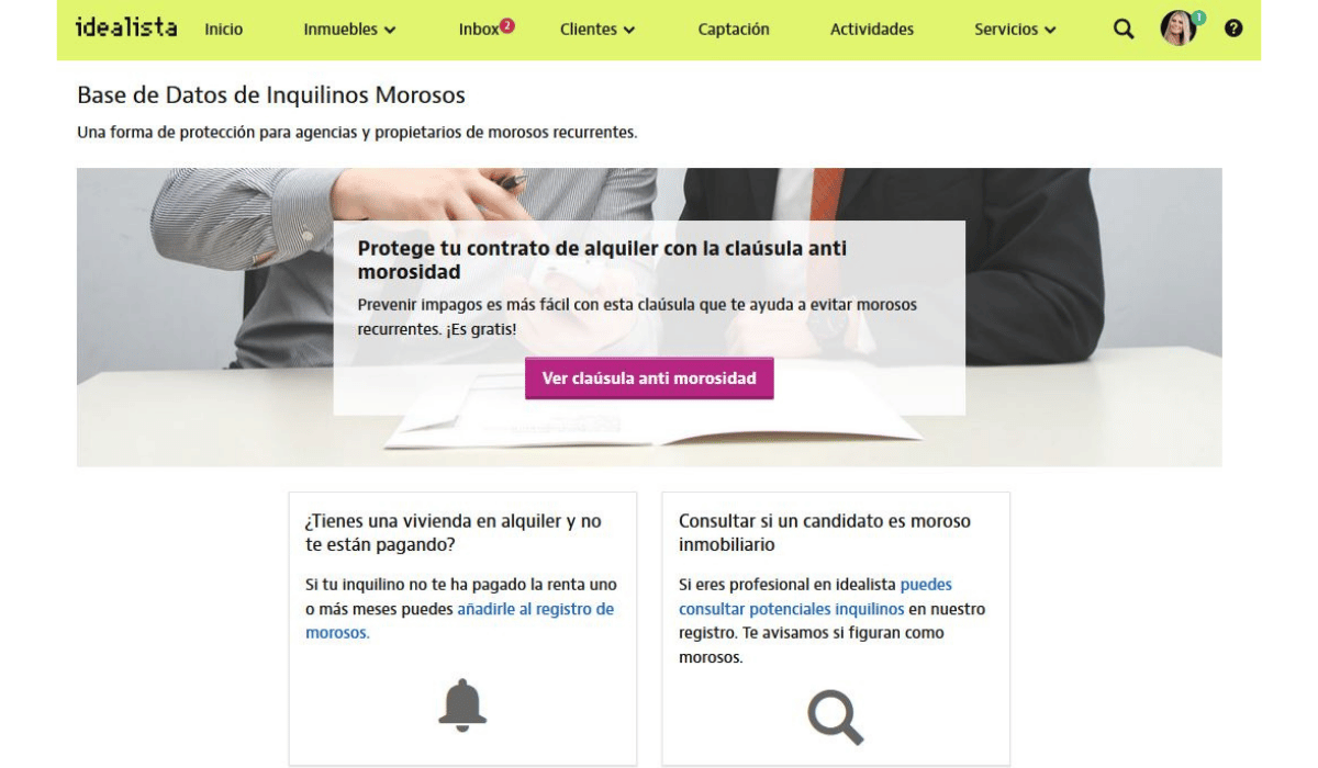 Base de datos de inquilinos morosos de Idealista