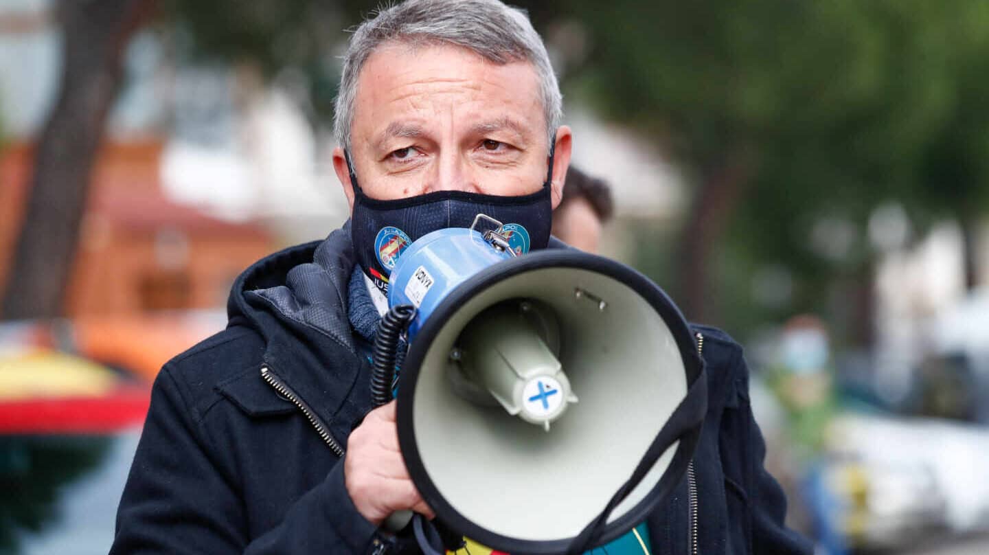 El secretario general de Jupol, José María García, en unade las concentraciones convocadas por el sindicato.