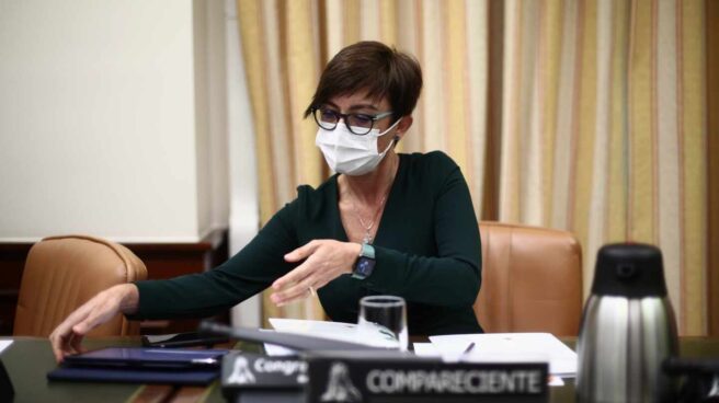 La directora general de la Guardia Civil, María Gámez, este jueves en la Comisión de Interior del Congreso de los Diputados.