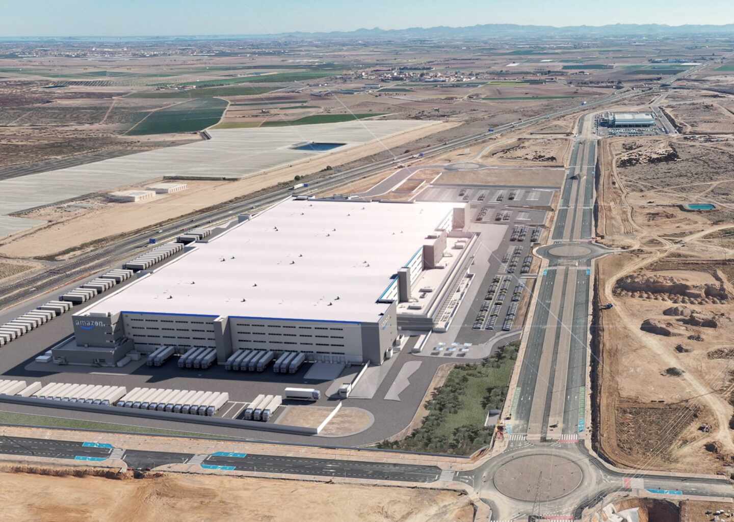 Imagen aérea del centro logístico de Amazon en Murcia