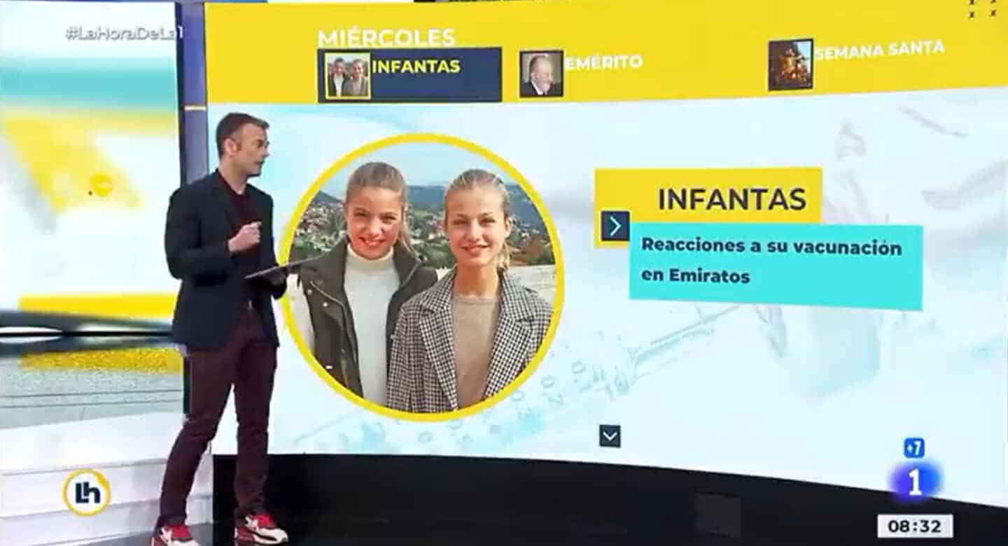 TVE mete la pata y confunde a las infantas con las hermanas del Rey por la vacunación en Emiratos