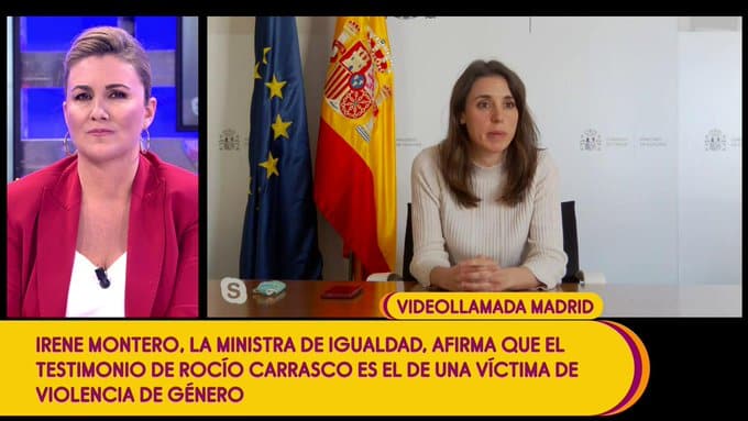 La ministra de Igualdad, Irene Montero, interviene en directo en Sálvame.