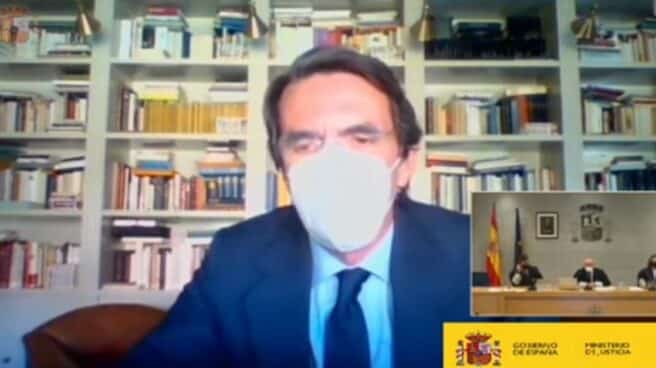 José María Aznar declara de forma telemática como testigo en la Audiencia Nacional.