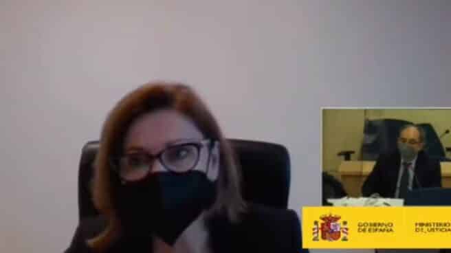 María Dolores de Cospedal declara de forma telemática como testigo en la Audiencia Nacional. María Dolores de Cospedal declara de forma telemática como testigo en la Audiencia Nacional.