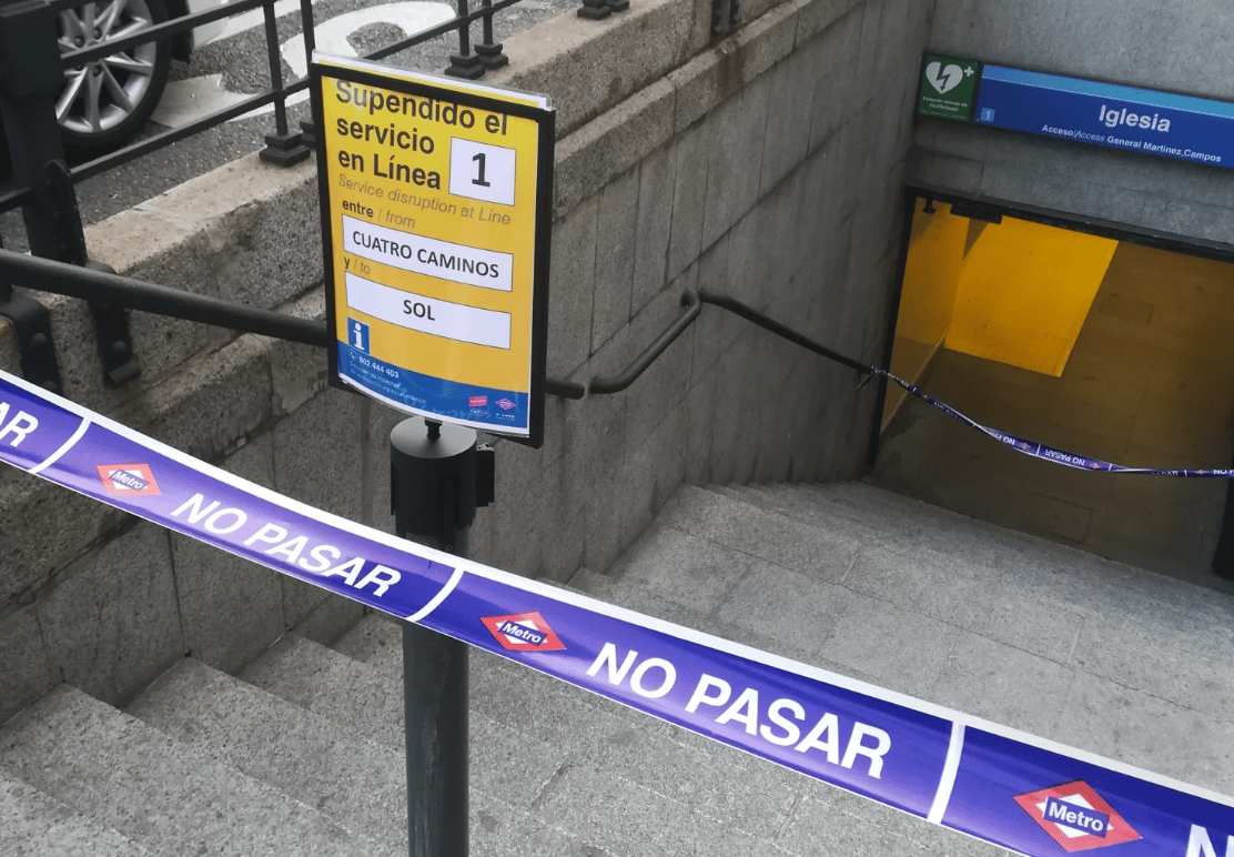 Una avería interrumpe el servicio de la Línea 1 de Metro de Madrid entre Sol y Cuatro Caminos