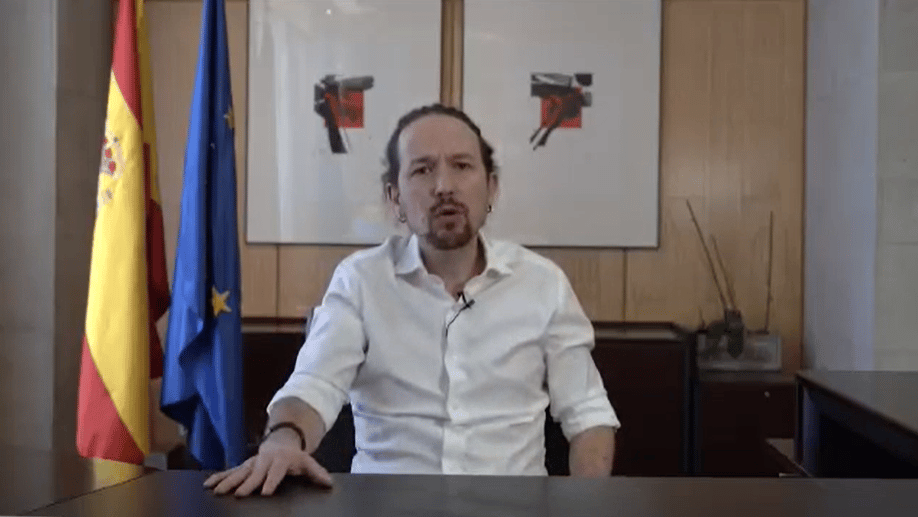 Captura del vídeo donde Pablo Iglesias anuncia que deja el Gobierno para presentarse como candidato en la Comunidad de Madrid.