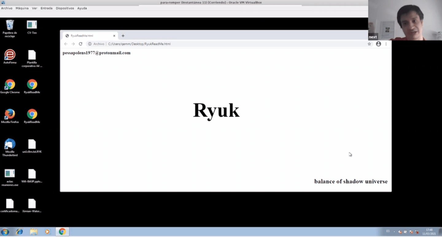 Javier Espejo, director de ciberseguridad de Transpert Edge, enseña cómo funciona el 'ransomware' Ryuk.