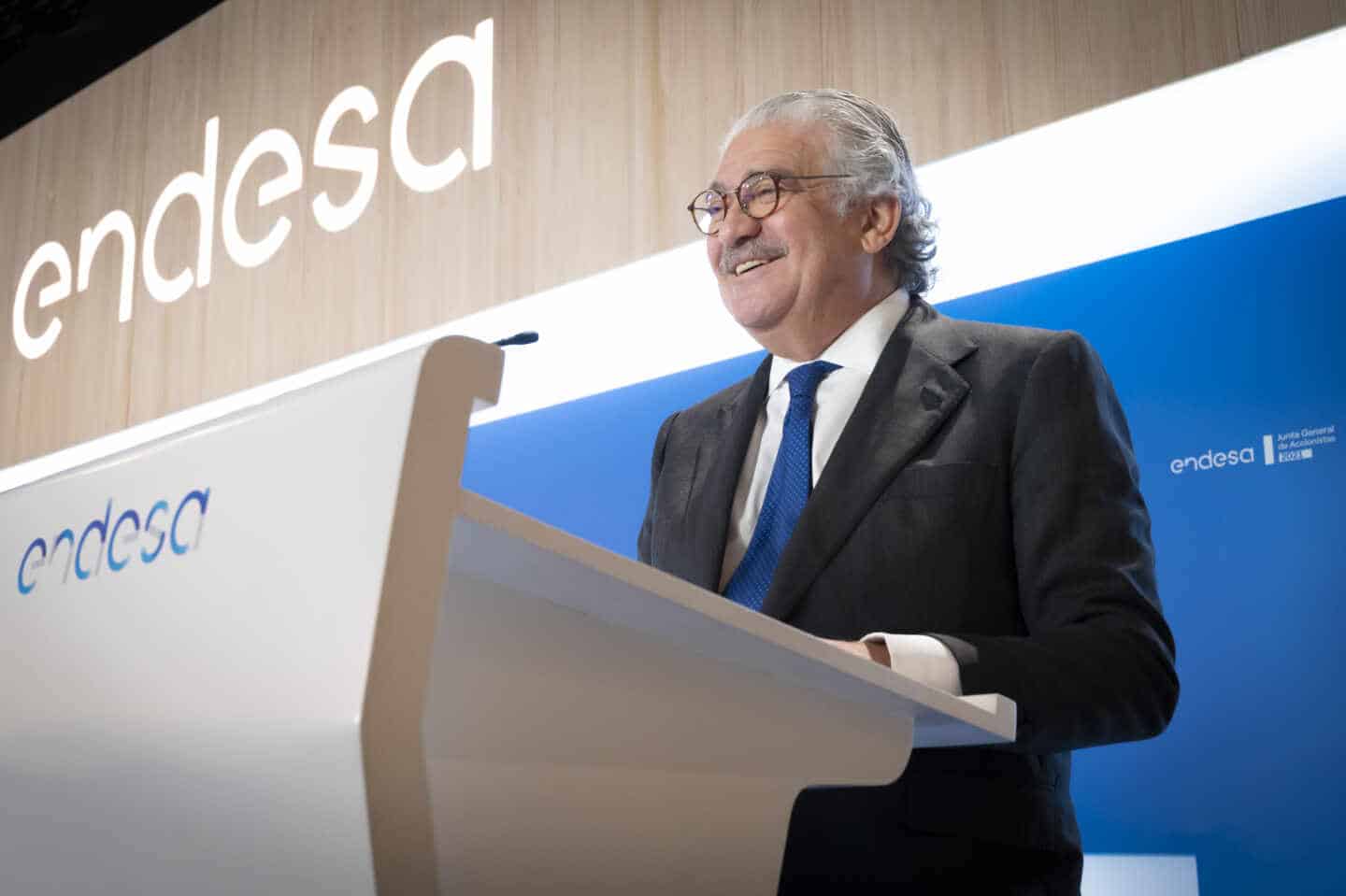 El consejero delegado de Endesa, José Bogas, durante el discurso de la junta de accionistas