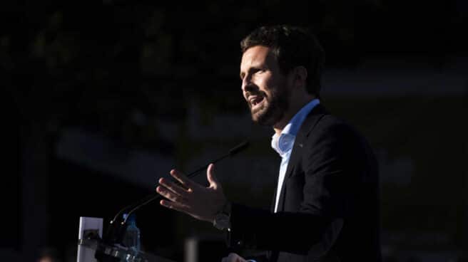 Pablo Casado, en el mitin de arranque de campaña del PP para el 4-M. Pablo Casado, en el mitin de arranque de campaña del PP para el 4-M.