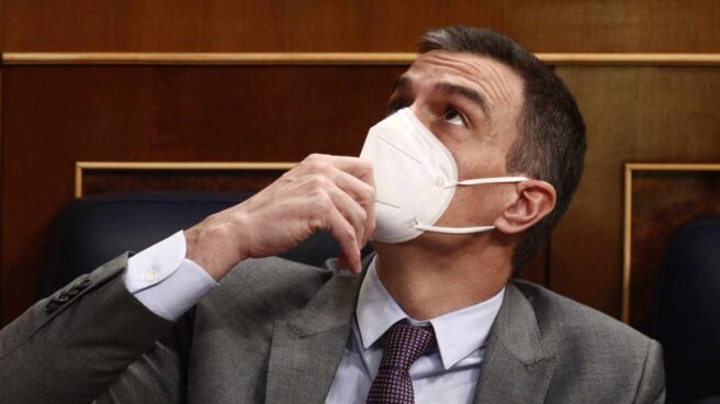 consejo-europa-apagon-informativo-pedro-sanchez-estado-alarma-pandemia El presidente del Gobierno, Pedro Sánchez, en su escaño del Congreso.