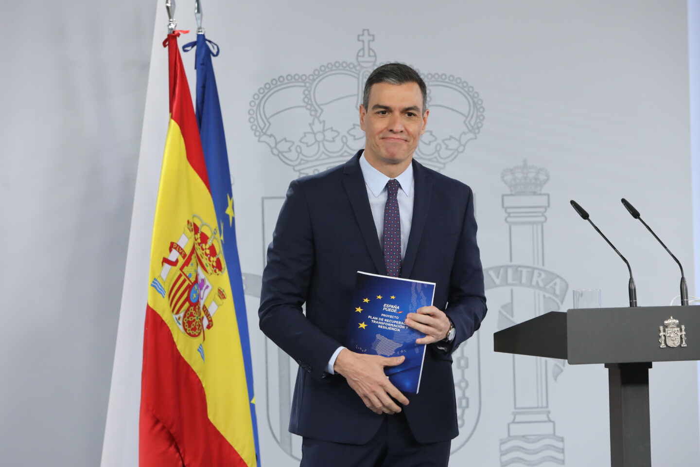 El presidente del Gobierno, Pedro Sánchez, este martes antes de su rueda de prensa tras el Consejo de Ministros.