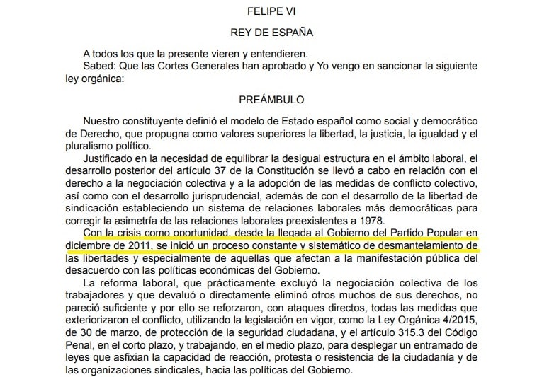 El BOE critica al Partido Popular en una modificación legal