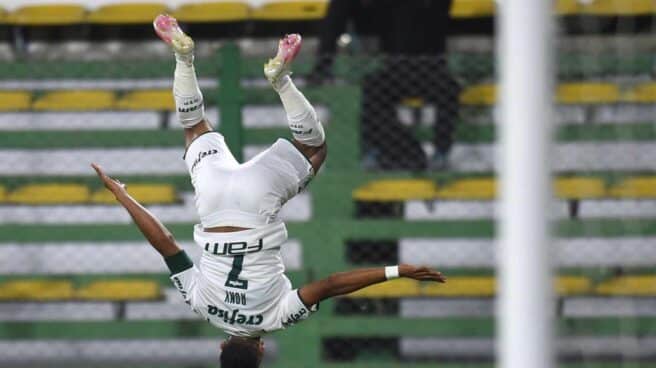 China dona 50.000 vacunas a la Conmebol, la Confederación Sudamericana de Fútbol El futbolista Ronielson da Silva de Palmeiras celebra un gol hoy, en el partido de ida de la Recopa Sudamericana entre Defensa y Justicia y Palmeiras