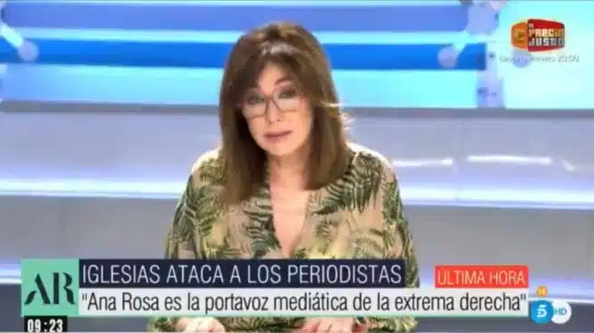 La réplica de Ana Rosa Quintana a Iglesias tras llamarla "portavoz de la ultraderecha"