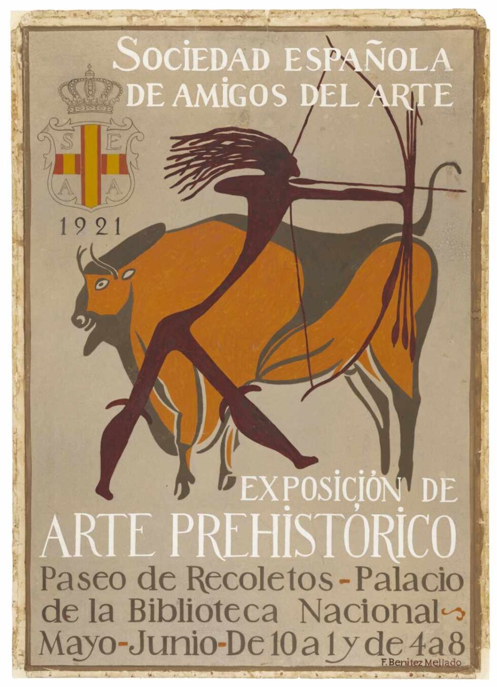 Dibujo original para cartel de Exposición de Arte Prehistórico