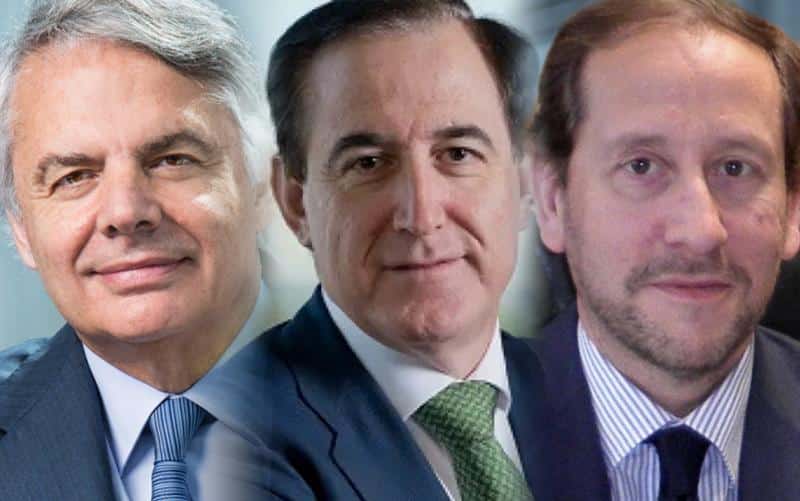 De izquierda a derecha: Ignacio Garralda, consejero delegado de Mutua Madrileña; Antonio Huertas, presidente de Mapfre, y Francisco Lara, presidente de Pelayo.