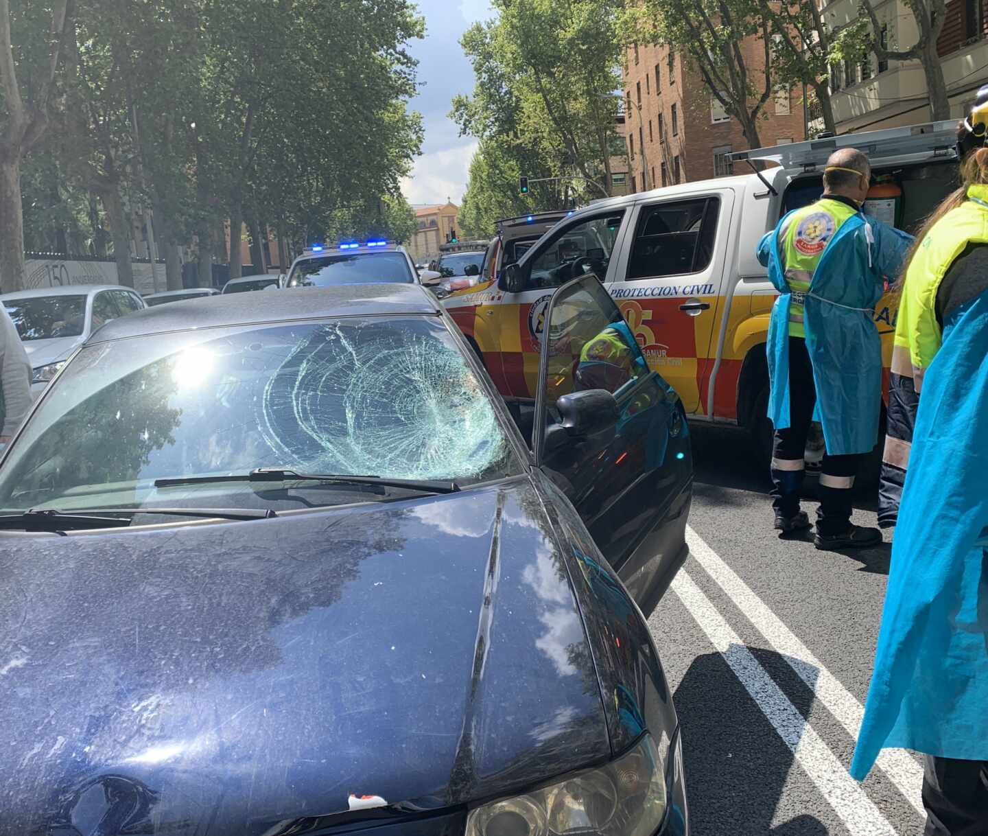 Imagen del coche dañado tras el atropello