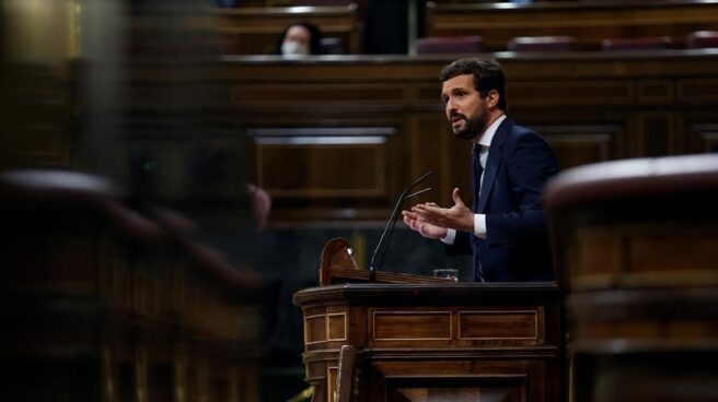 El líder del PP, Pablo Casado, en el Congreso.