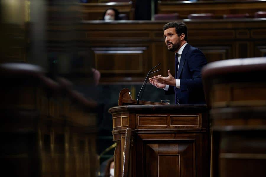 El líder del PP, Pablo Casado, en el Congreso.