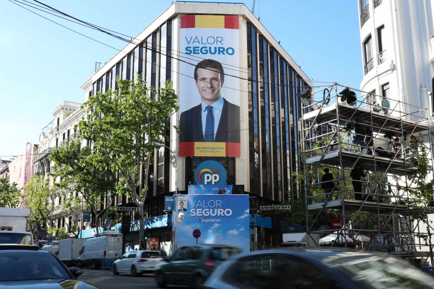 Fachada de la sede del PP en el número 13 de la madrileña calle de Génova.