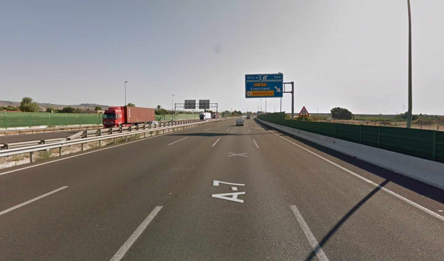 Carretera A-7 a su paso por Crevillent (Alicante).