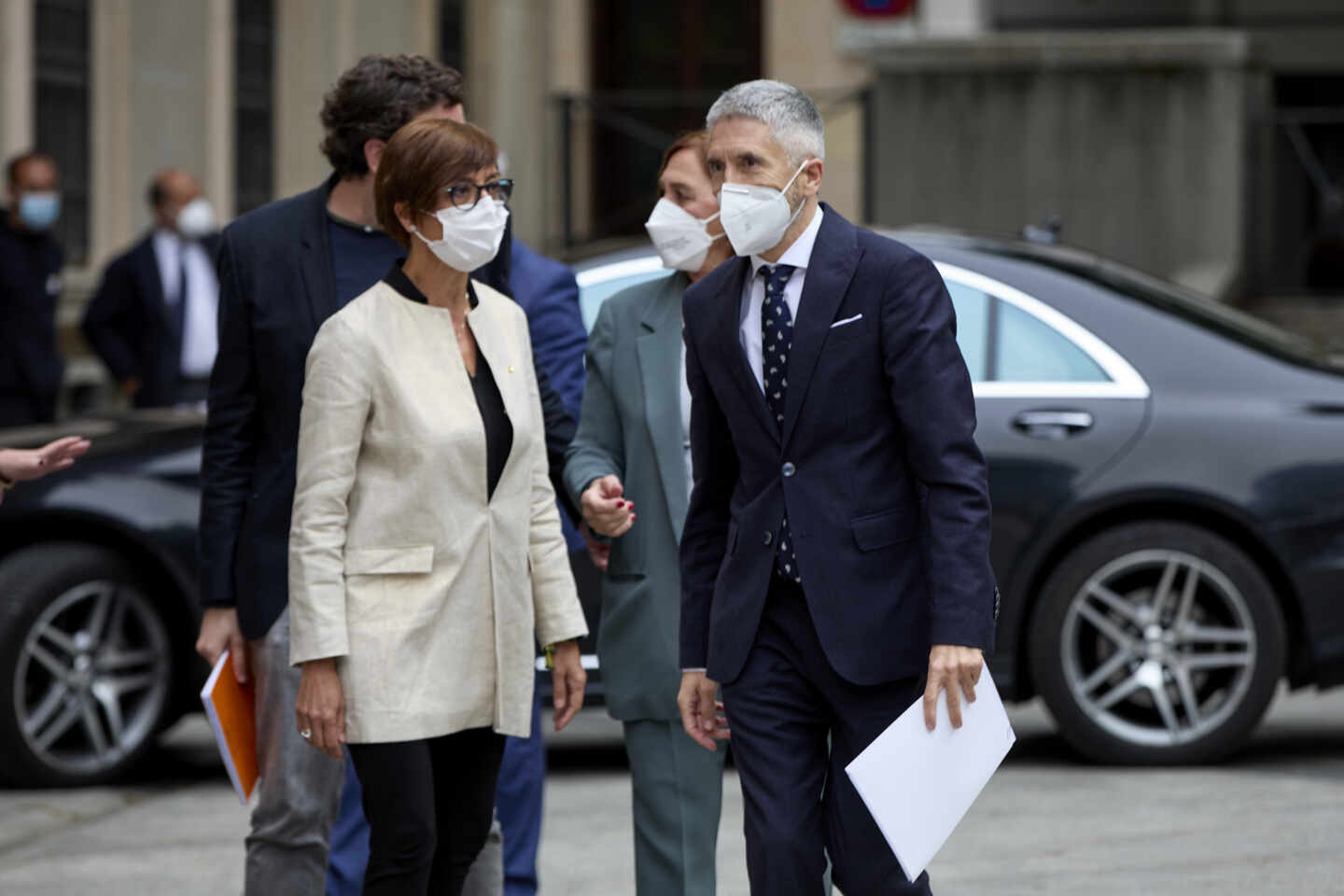 La directora de la Guardia Civil, María Gámez, y el ministro Grande-Marlaska, en un reciente acto.