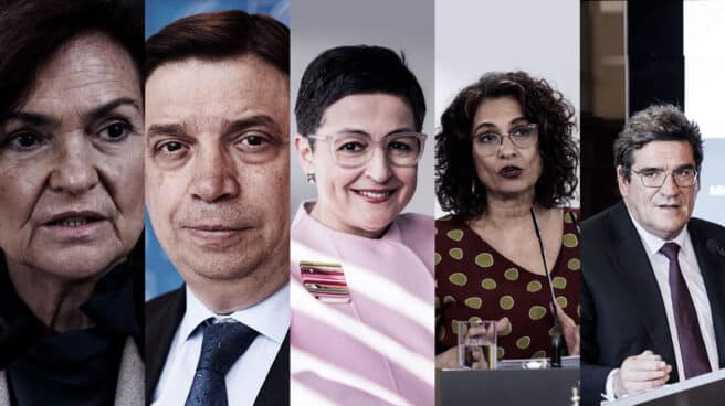 Imagen de las caras de los 5 primeros ministros que más gastos han hecho en el año 2020