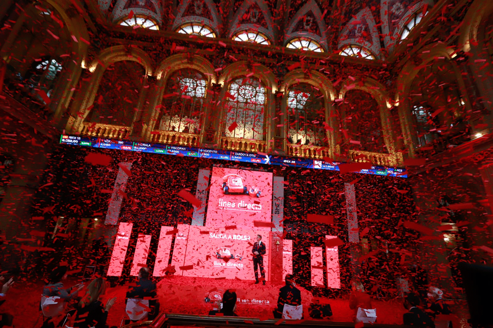 Presentación de la salida a bolsa de Línea Directa en el edificio de la bolsa de Madrid