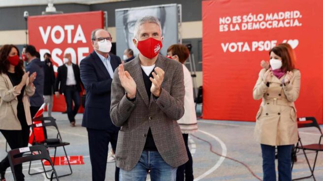 Fernando Grande-Marlaska, en el mitin electoral del PSOE en Getafe.