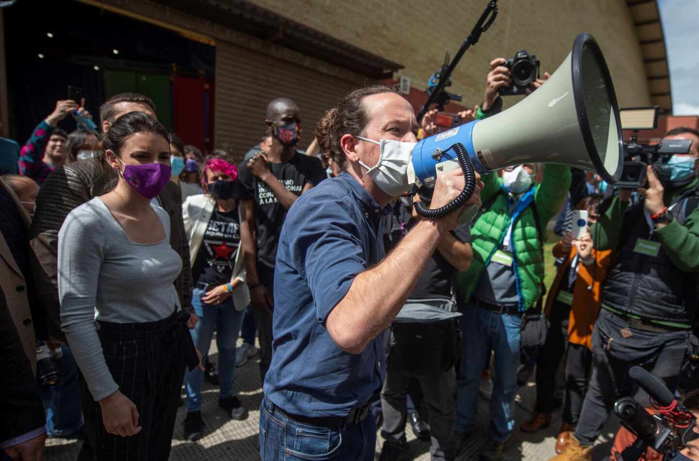 Pablo Iglesias, durante un mitin en Getafe.