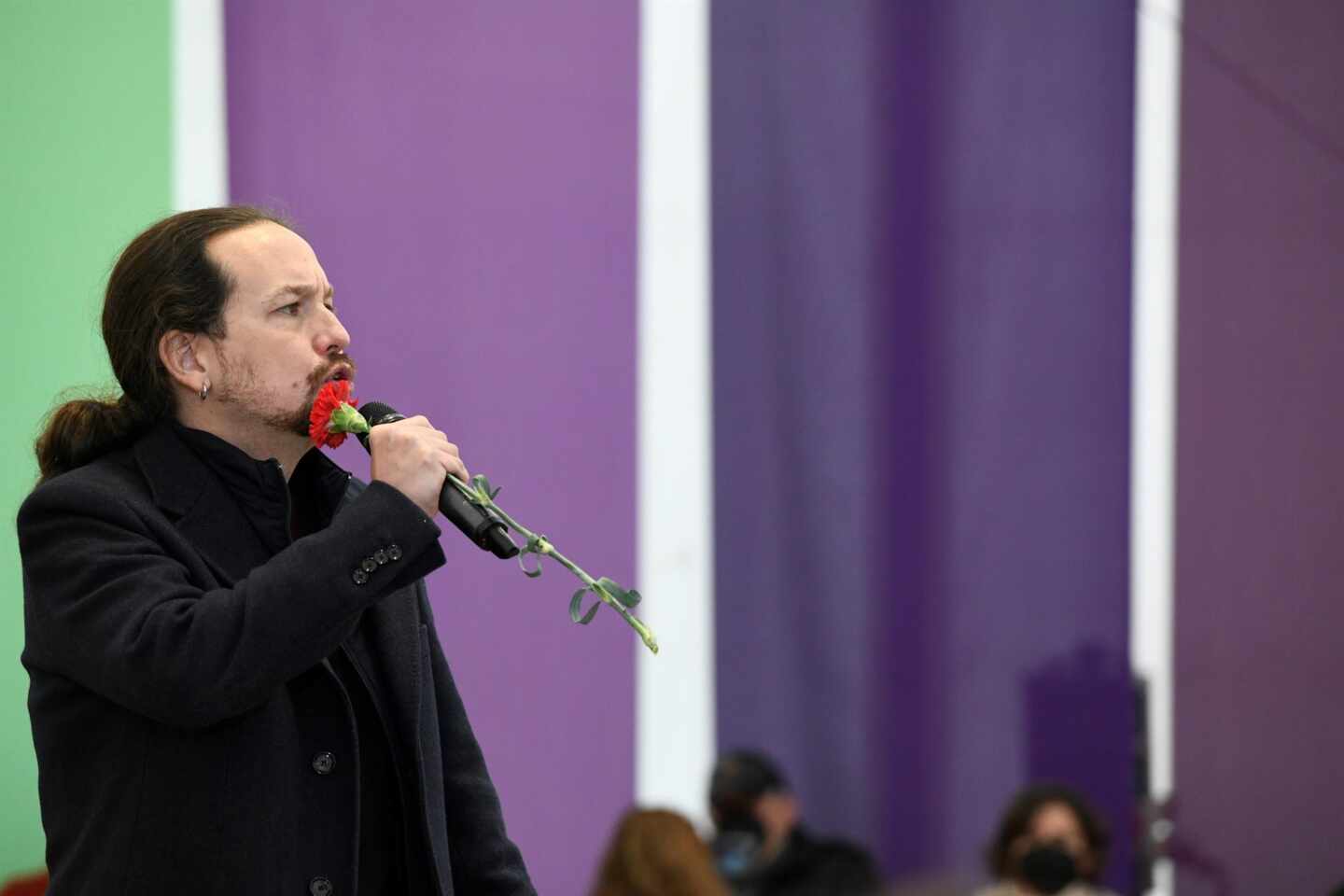 Pablo Iglesias, durante un mitin de Podemos en Villalba.