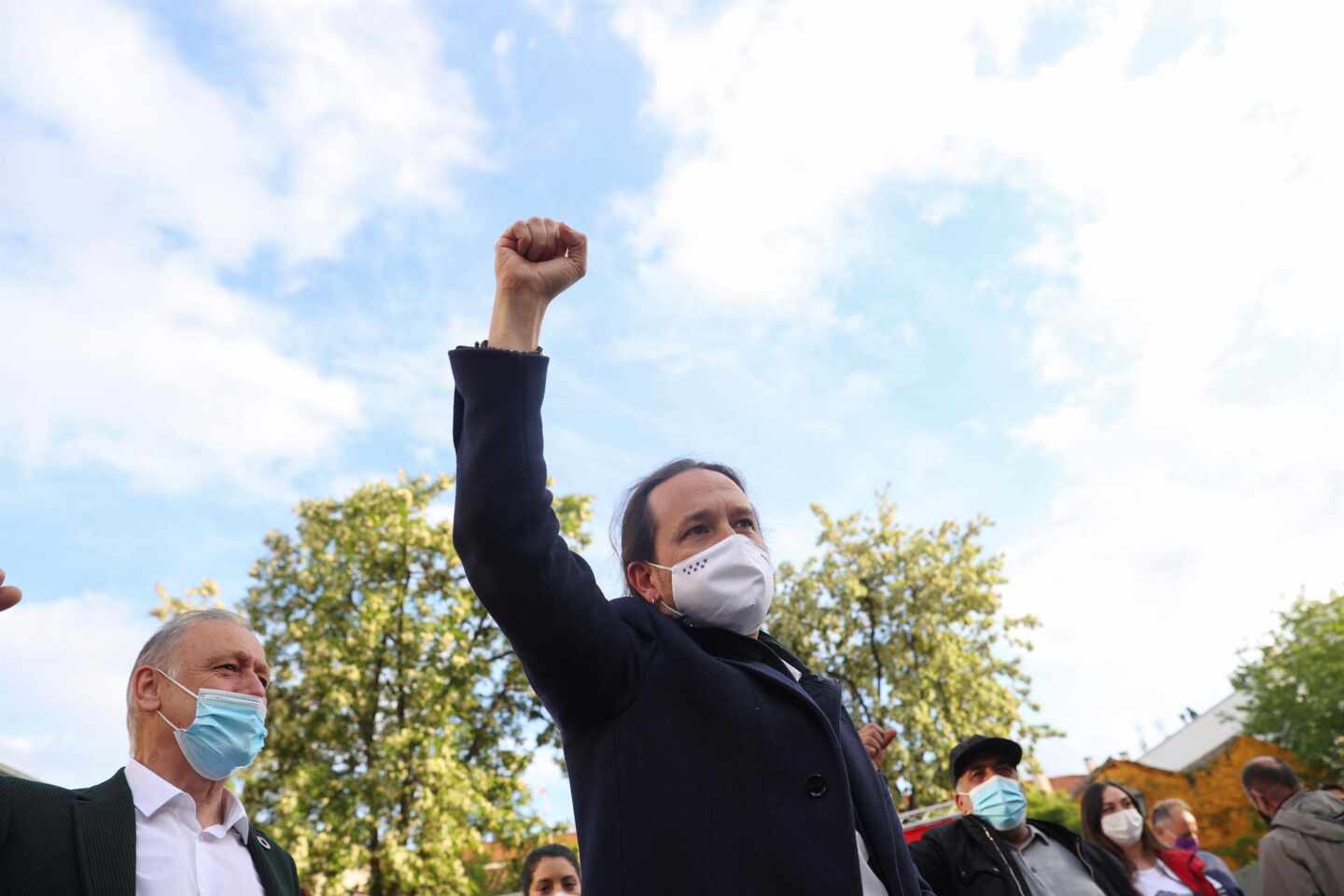 Pablo Iglesias, durante un mitin en Villaverde.