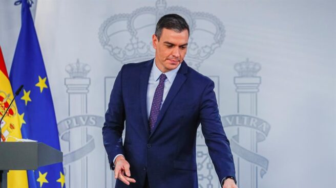 El presidente del Gobierno, Pedro Sánchez, en la presentación del Plan de Recuperación.