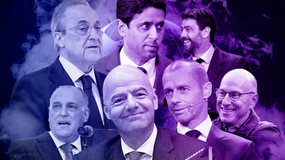 Florentino Pérez, Agnelli, Al Khelaifi, Ceferin, Infantino, Glazer y Tebas, protagonistas de la guerra de la Superliga